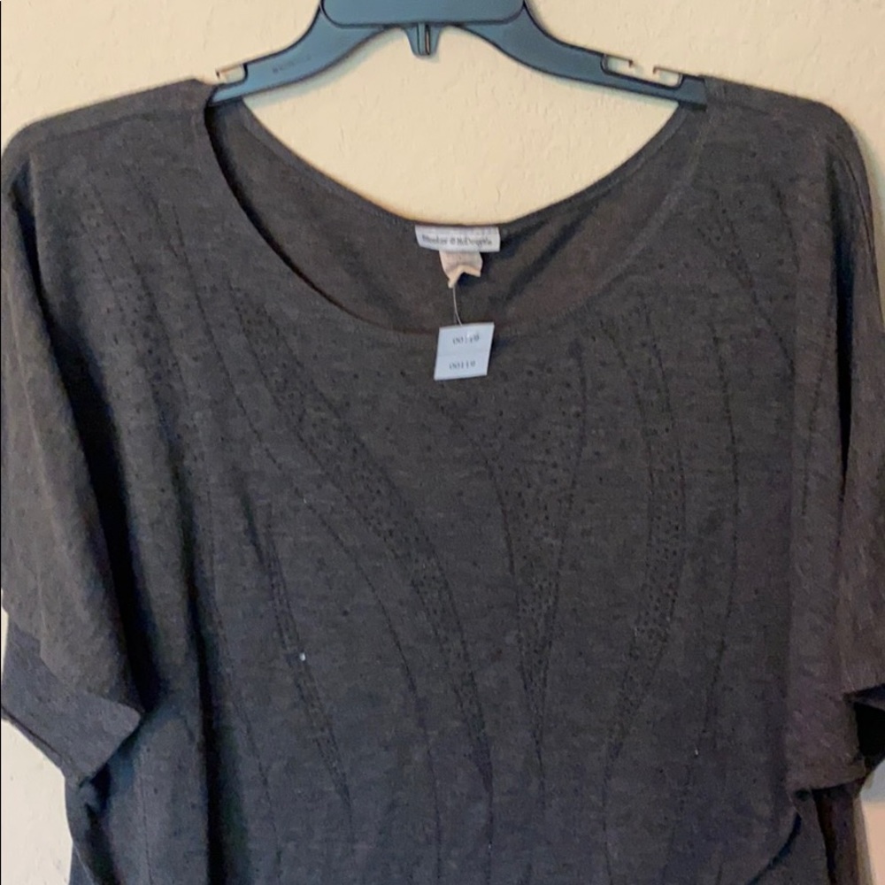 Gray scoop neck tee with beading detail